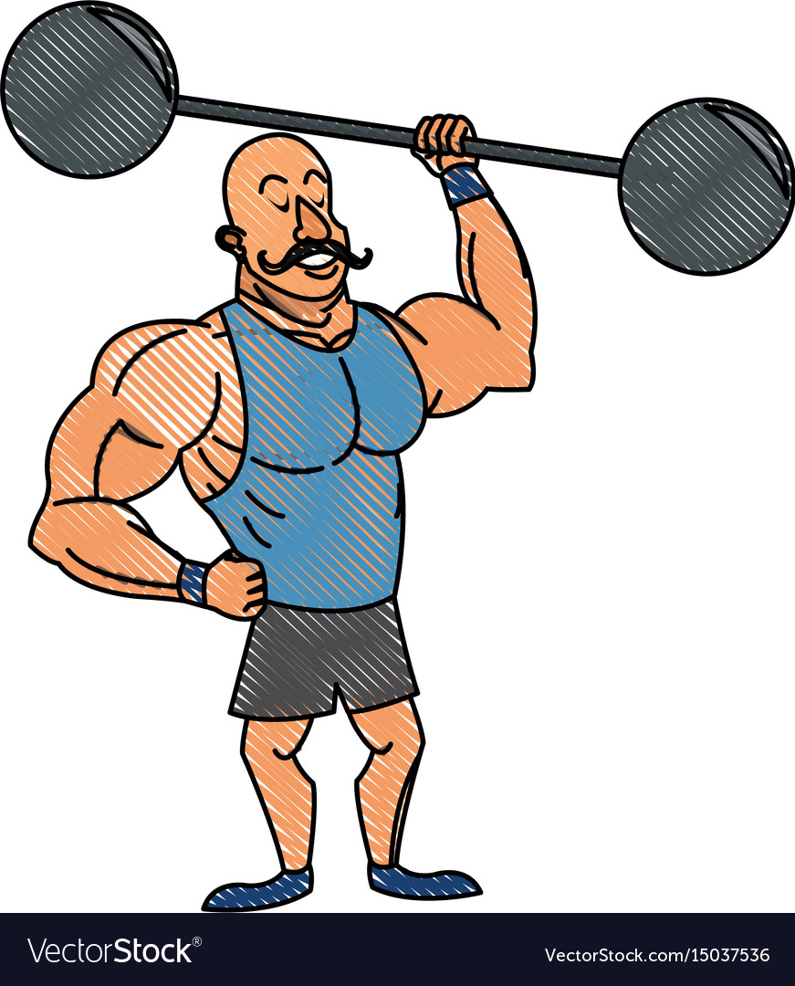 Strong man mustache circus character image Vector Image