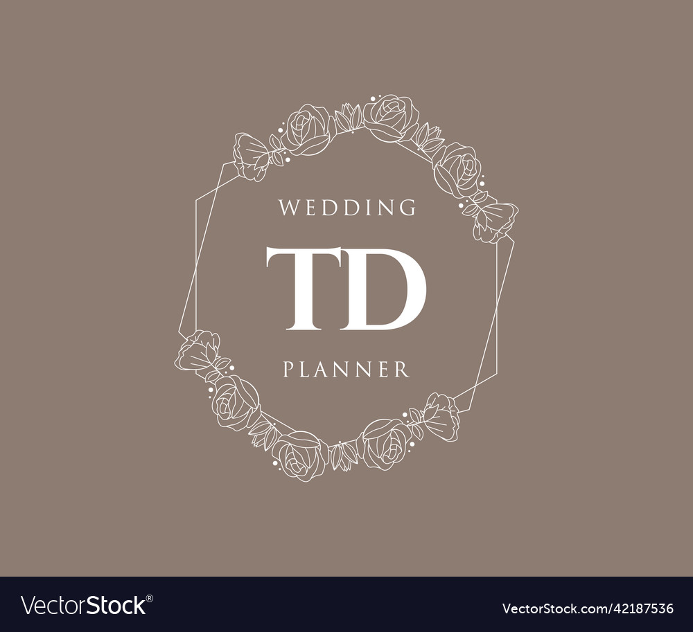 Td initials letter wedding monogram logos