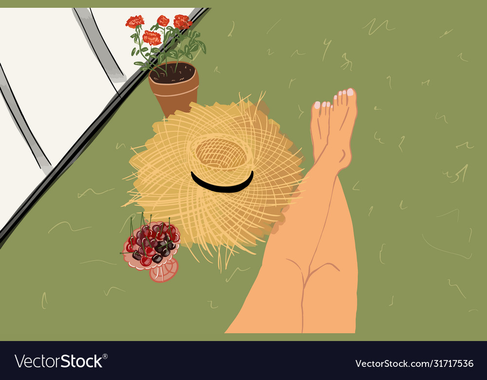 Woman relaxing on balcony