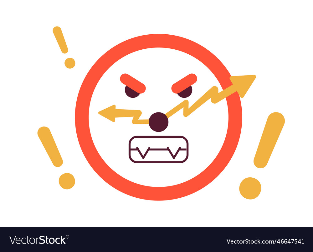Angry clock semi flat color object vector image Angry clock semi flat color object