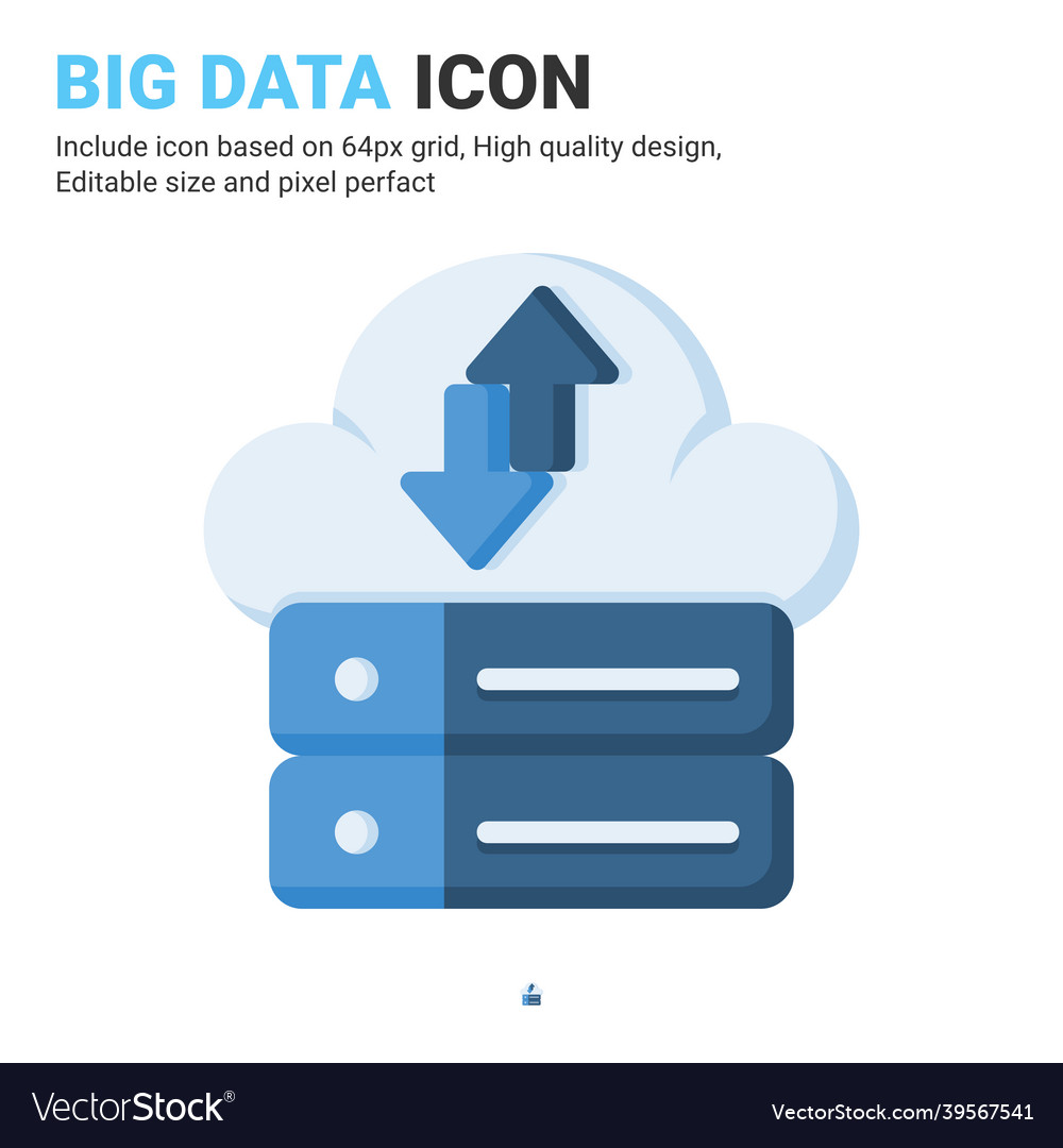 Big data icon with flat color style isolated
