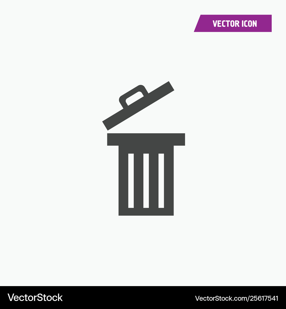 Black flat trash bin icon-garbage Royalty Free Vector Image