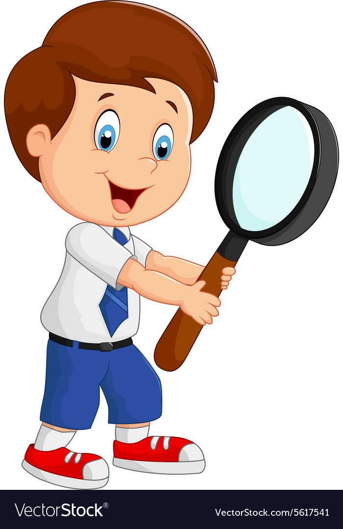 Boy holding a magnifier Royalty Free Vector Image