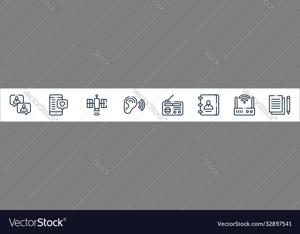 Communication line icons linear set quality