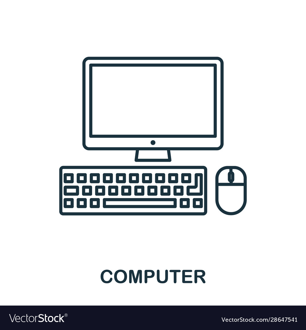 Computer line icon thin design style from office