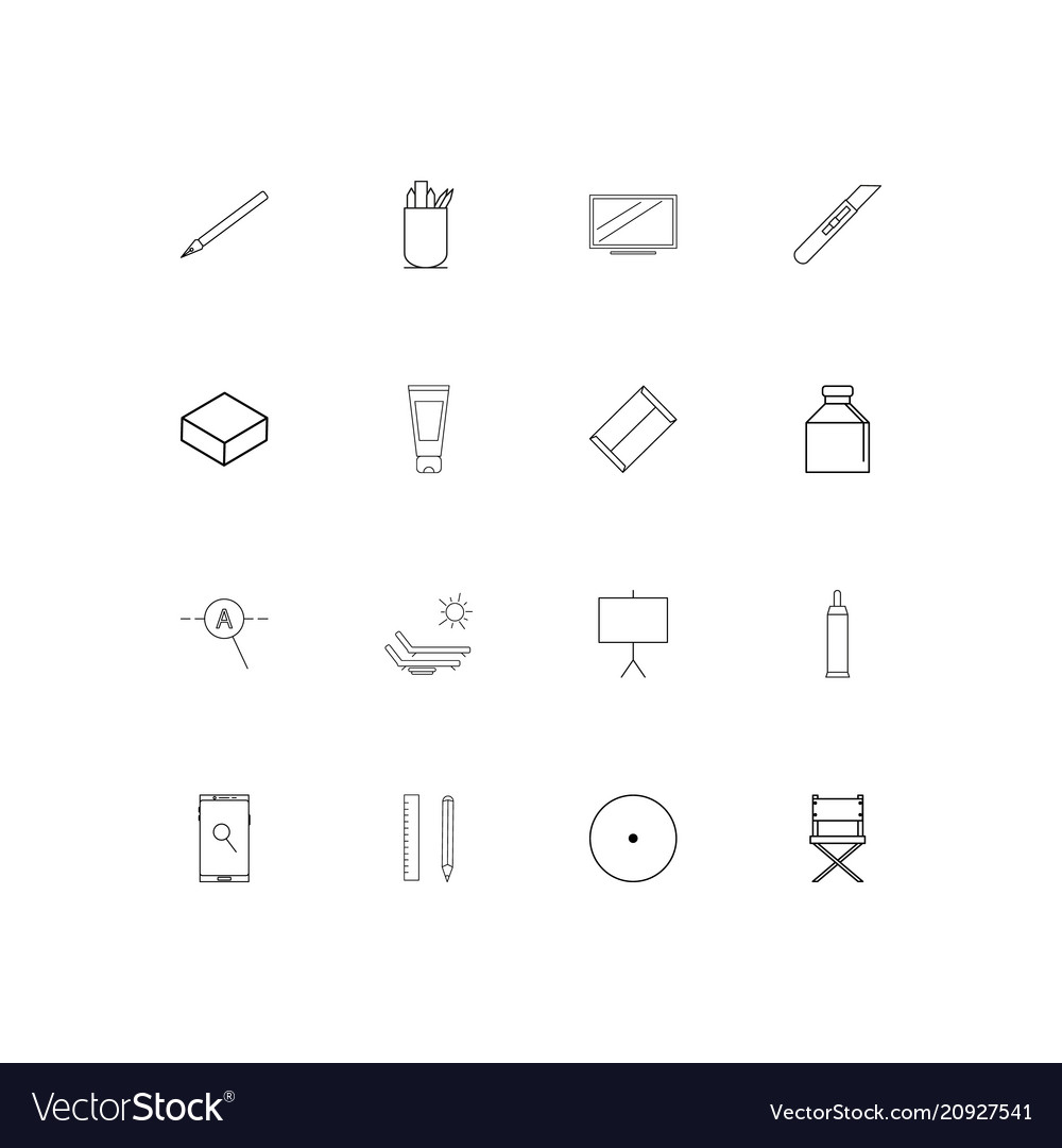Creative process and design linear thin icons set