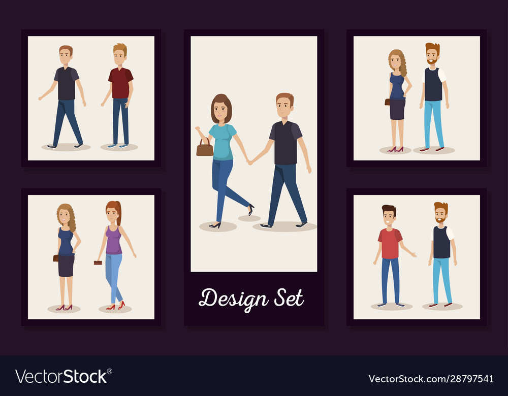 Designs set young people characters
