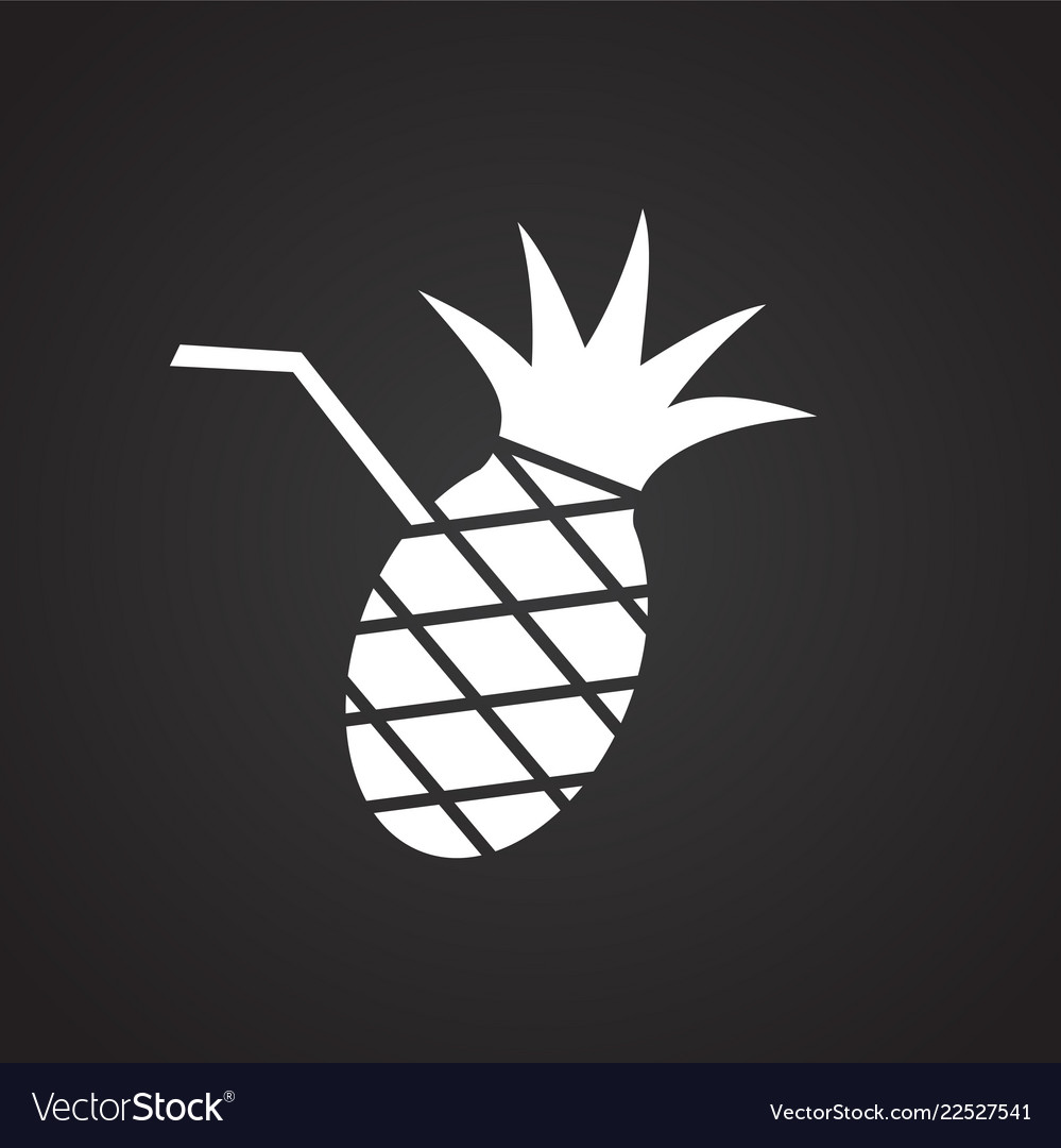 Pineapple cocktail on black background vector image Pineapple cocktail on black background