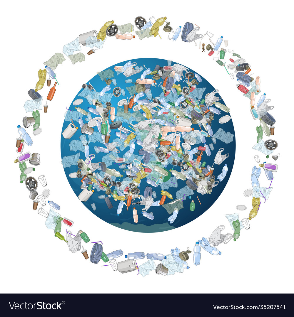 Problem pollution planet space vector image Problem pollution planet space