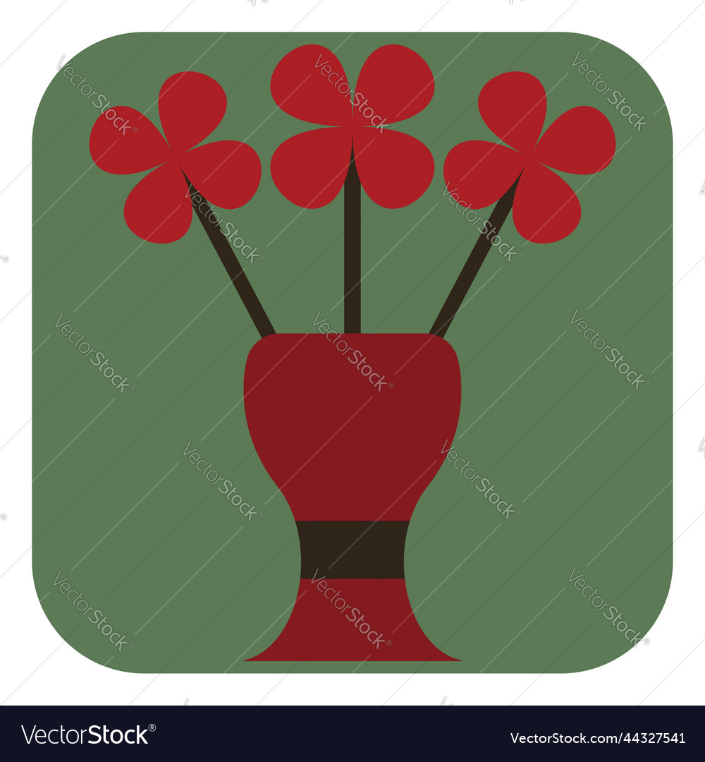 Rote Vase mit Blumen auf weißem Hintergrund