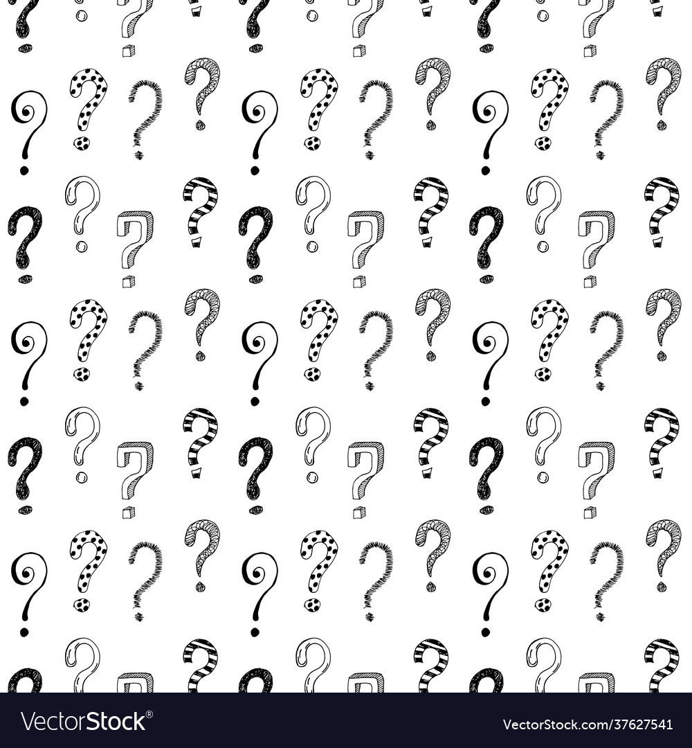 Seamless pattern with hand drawn question marks vector image Seamless pattern with hand drawn question marks