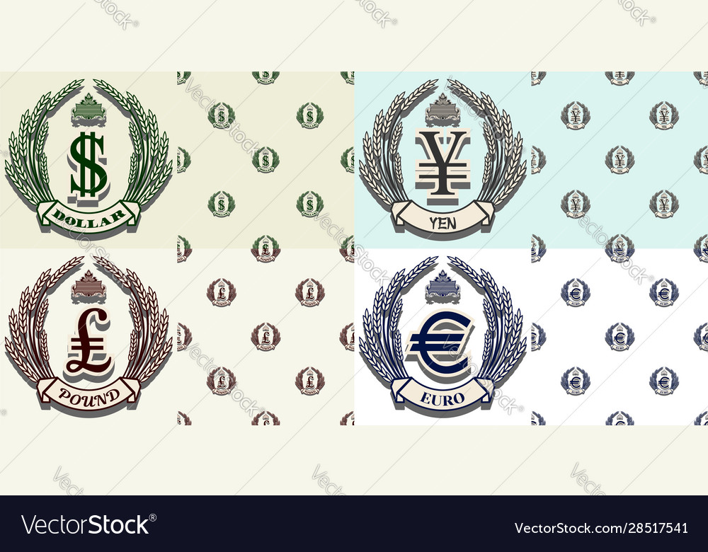 Seamless patterns without a mask signs currency