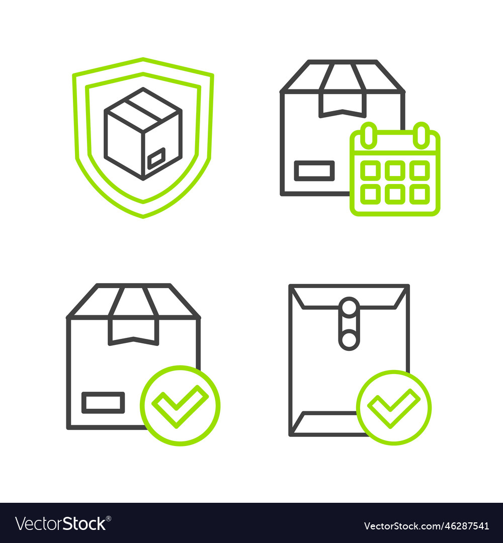 Set line envelope and check mark ackage box vector image Set line envelope and check mark ackage box