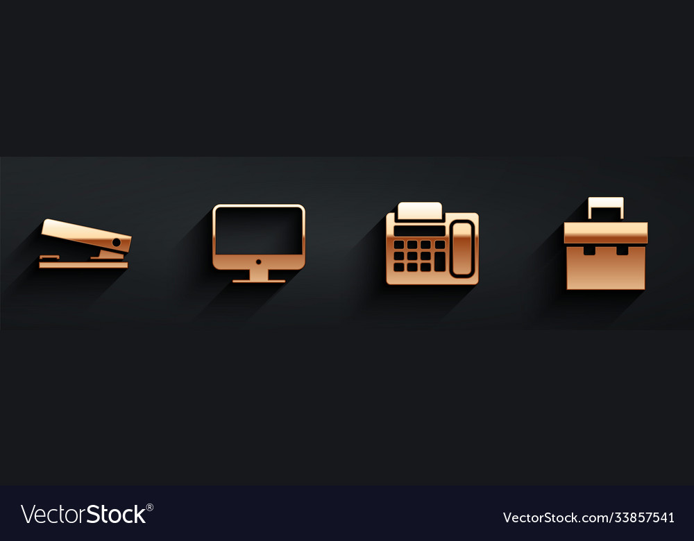 Set office stapler computer monitor screen vector image Set office stapler computer monitor screen