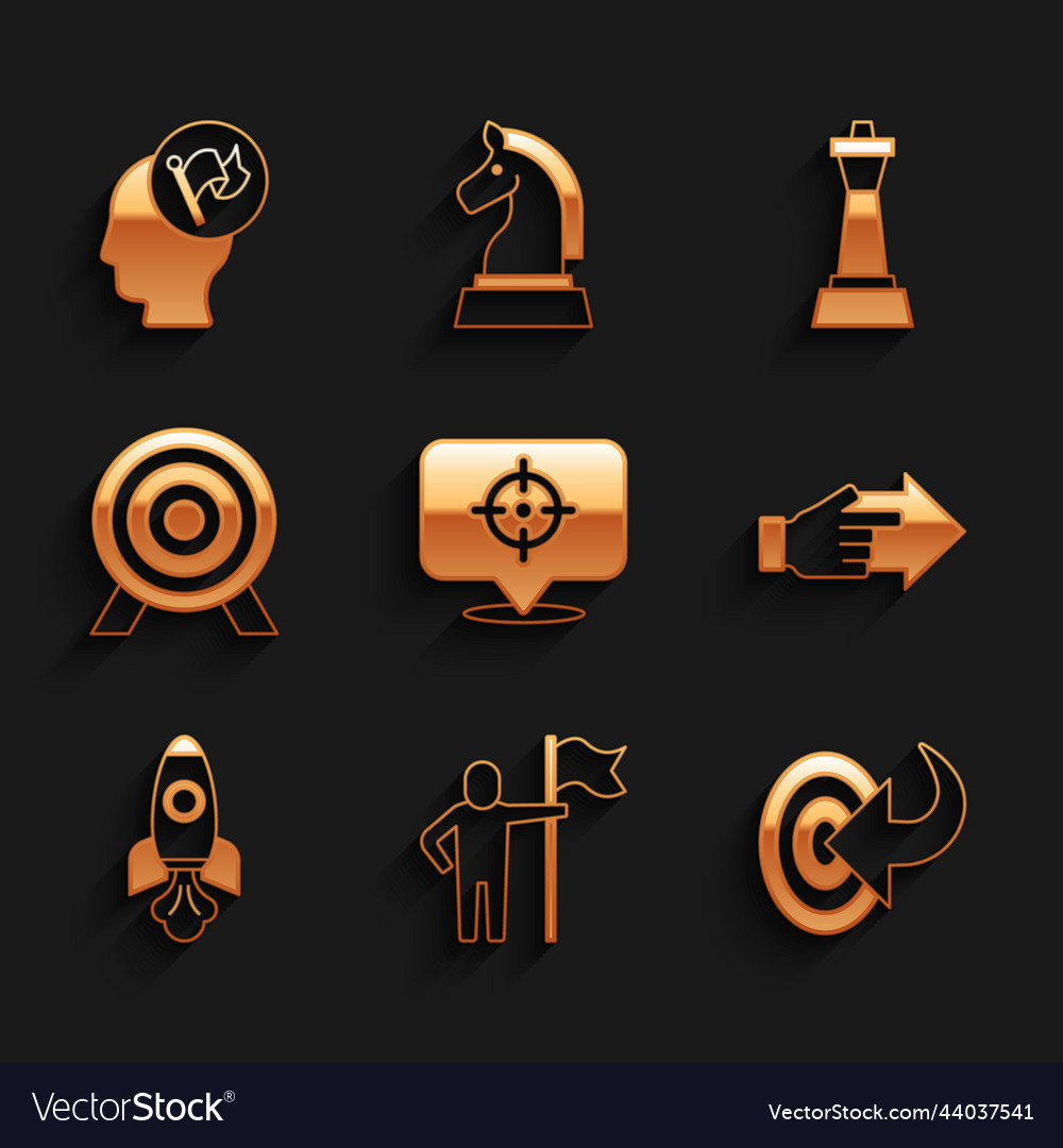 Set target man holding flag hand with pointing vector image Set target man holding flag hand with pointing