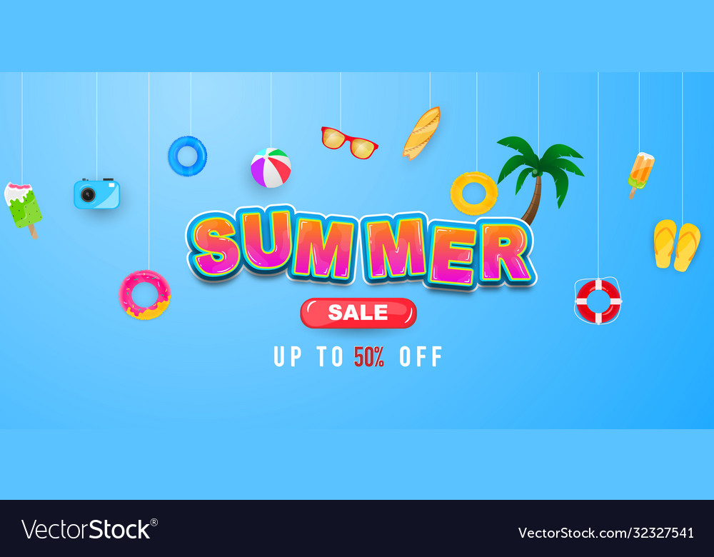 Summer sale swim ring greeting background