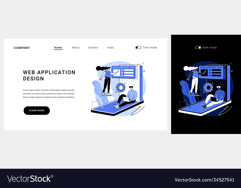 Web application design concept landing page vector image Web application design concept landing page