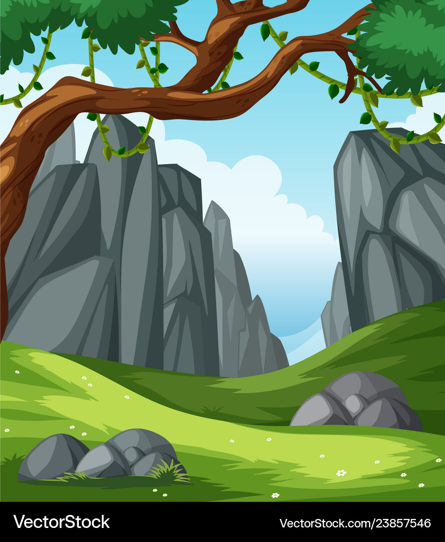 A flat nature landscape Royalty Free Vector Image
