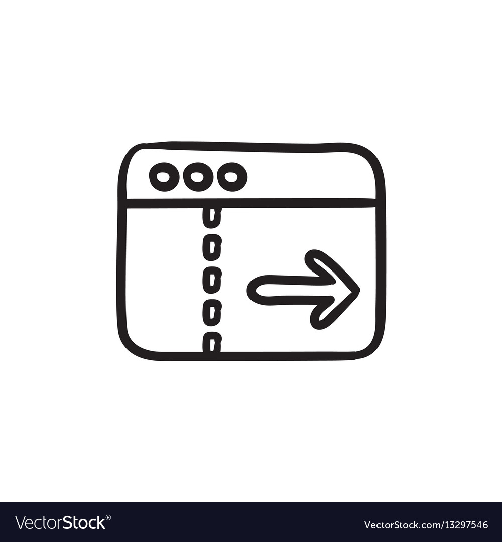 Browser window with arrow right sketch icon