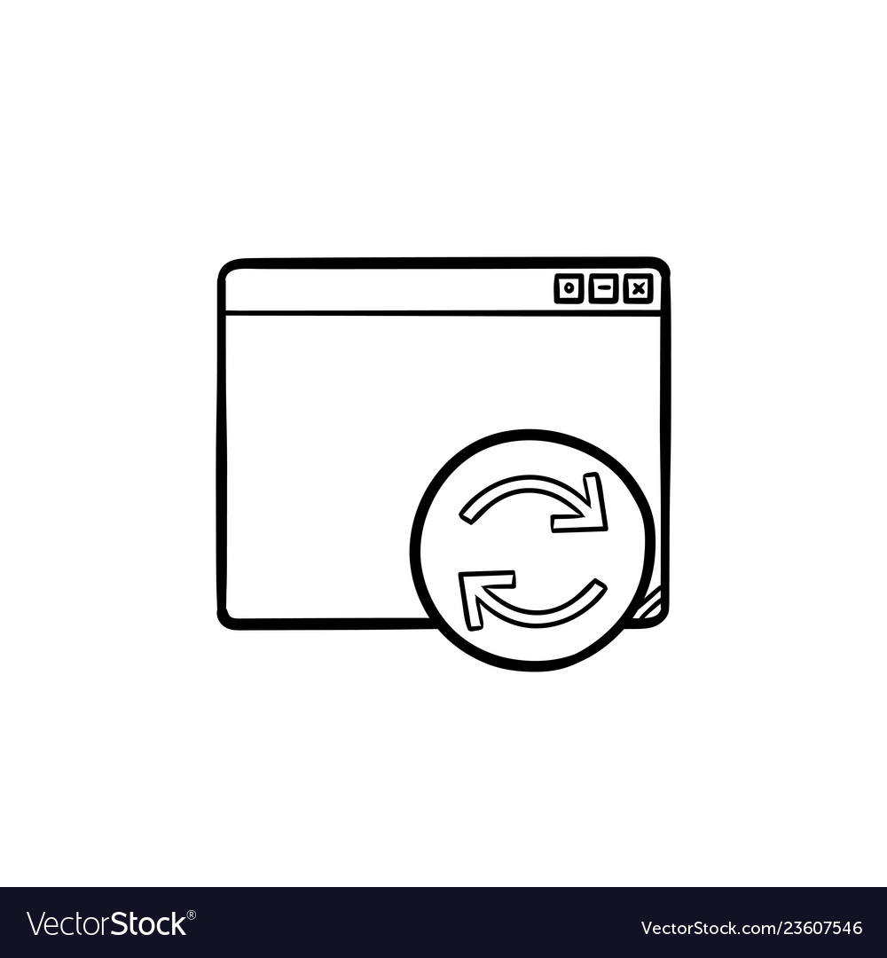 Browser window with restart button hand drawn Vector Image Browser window with restart button hand drawn