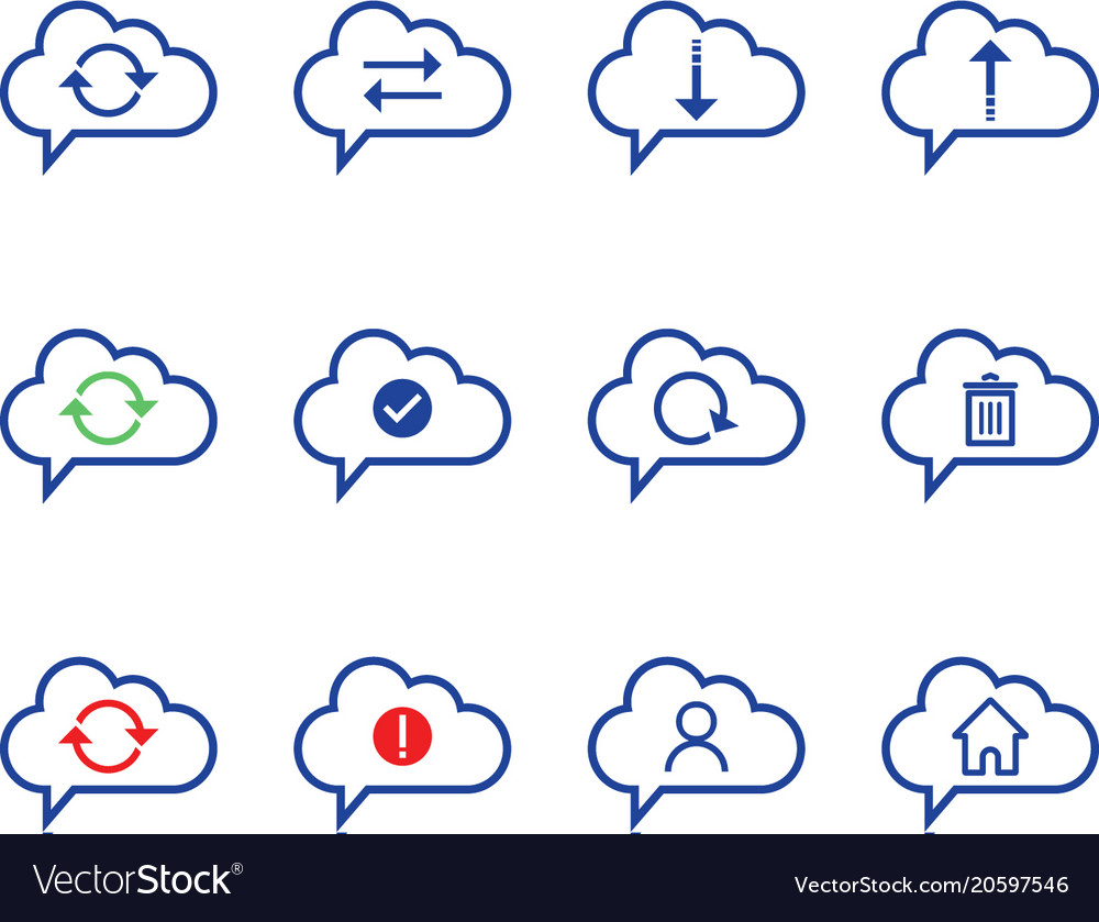 Cloud computing icon set outline includes