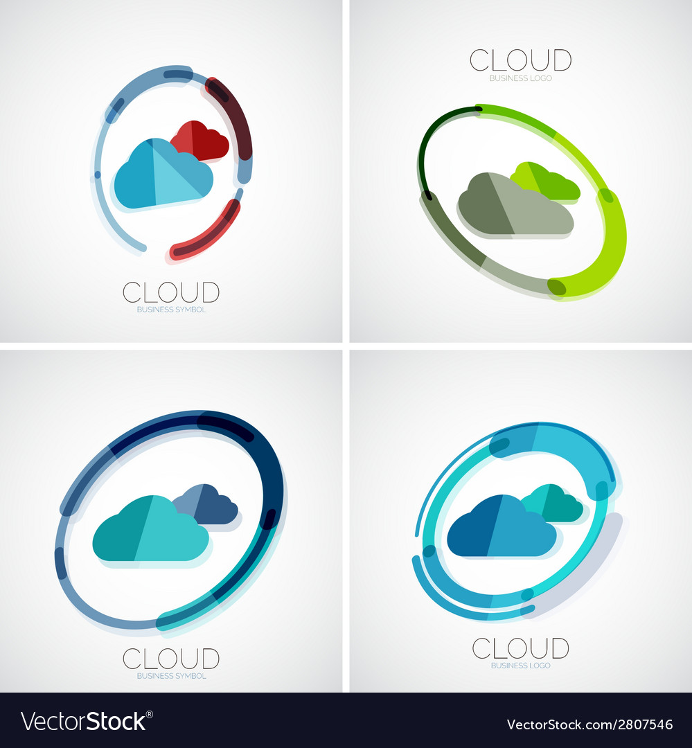 Cloud storage logotype set 3d minimal design