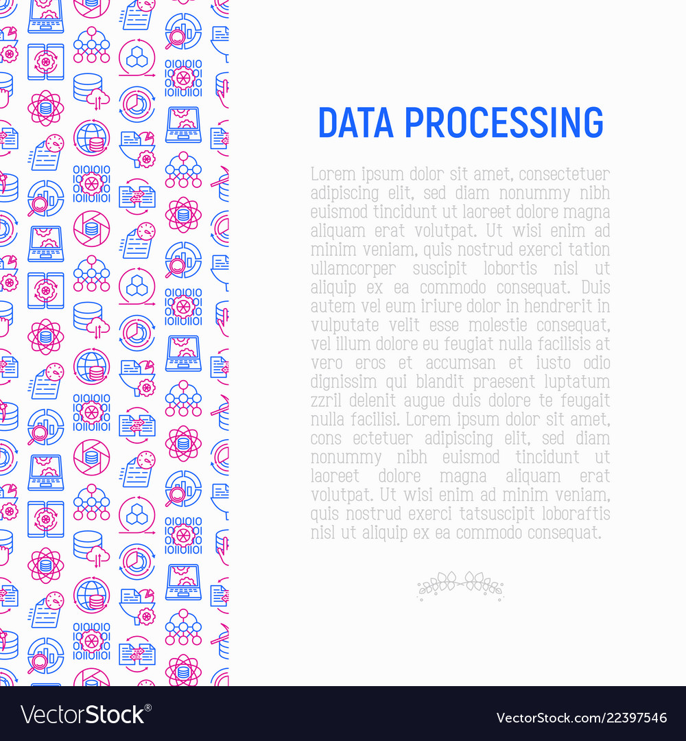 Data processing concept with thin line icons Vector Image Data processing concept with thin line icons
