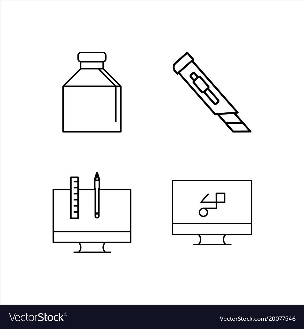 Design and studio simple linear icon setsimple