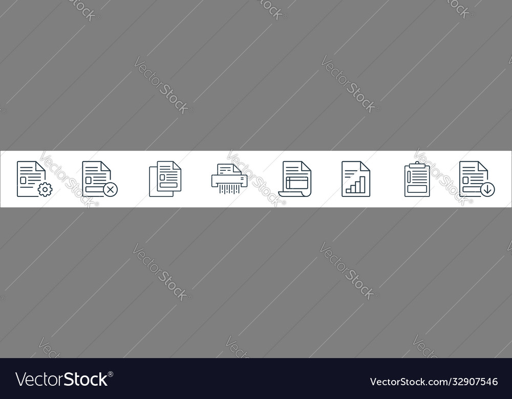 Document line icons linear set quality vector image Document line icons linear set quality