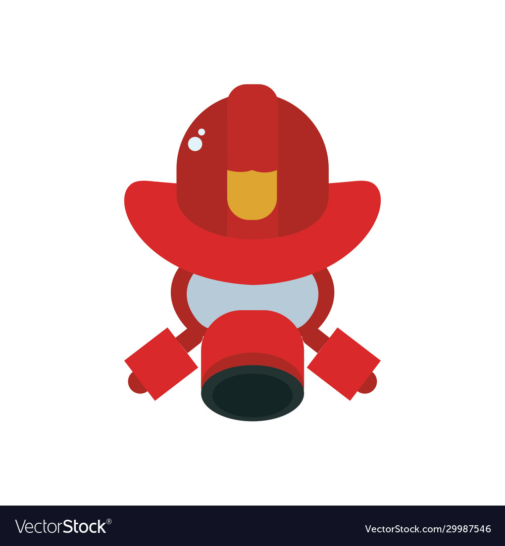 Firefighter mask with hat flat style icon Vector Image