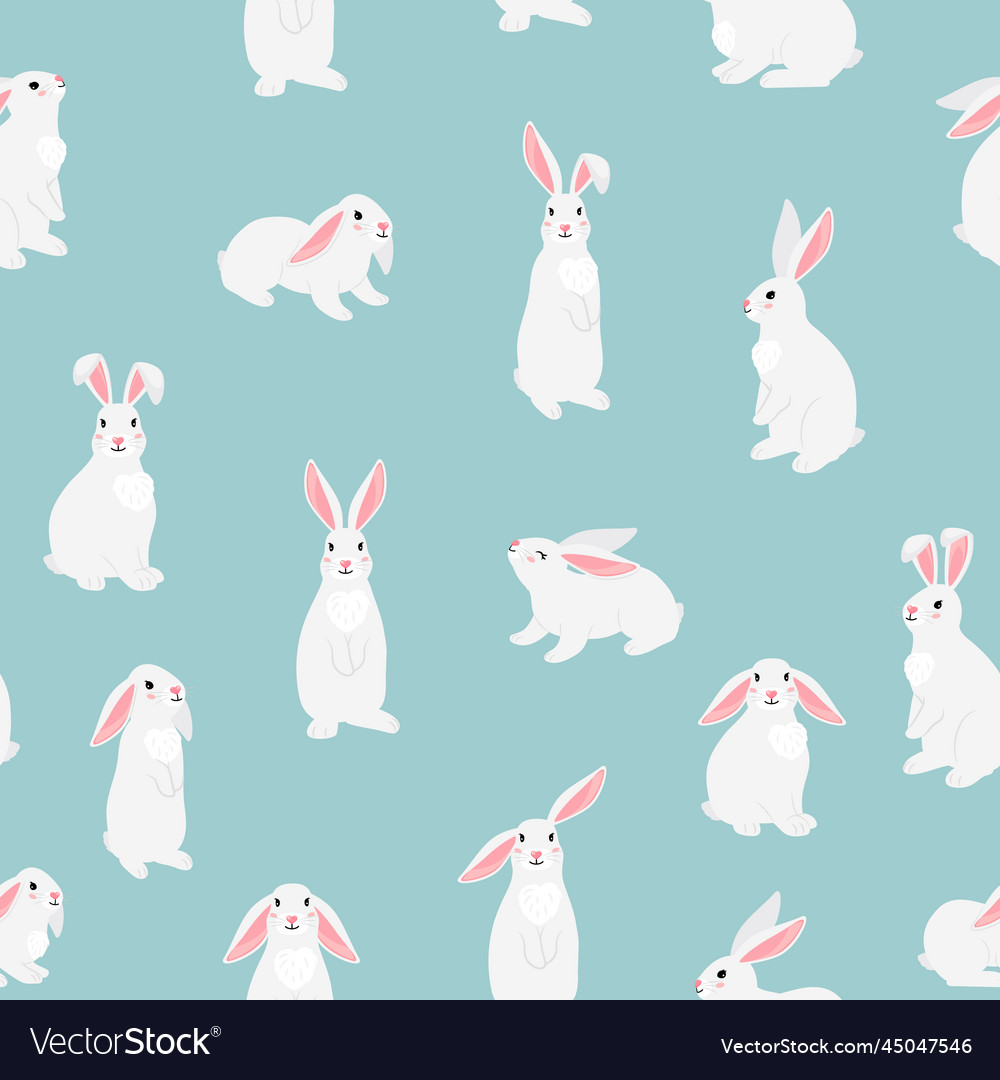 Funny bunny pets seamless pattern chinese new Vector Image