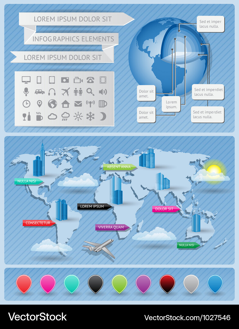 Infographics elements with world map Royalty Free Vector