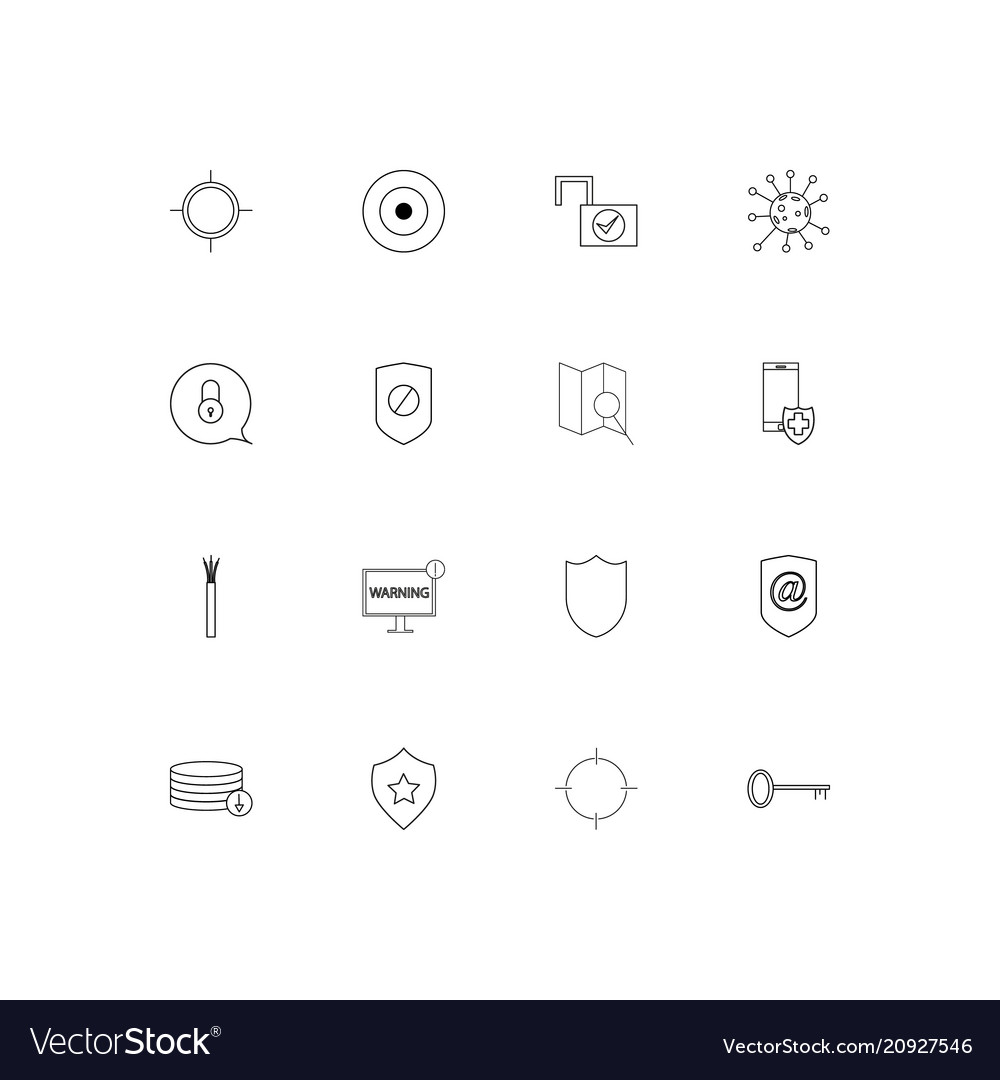 Internet security linear thin icons set outlined