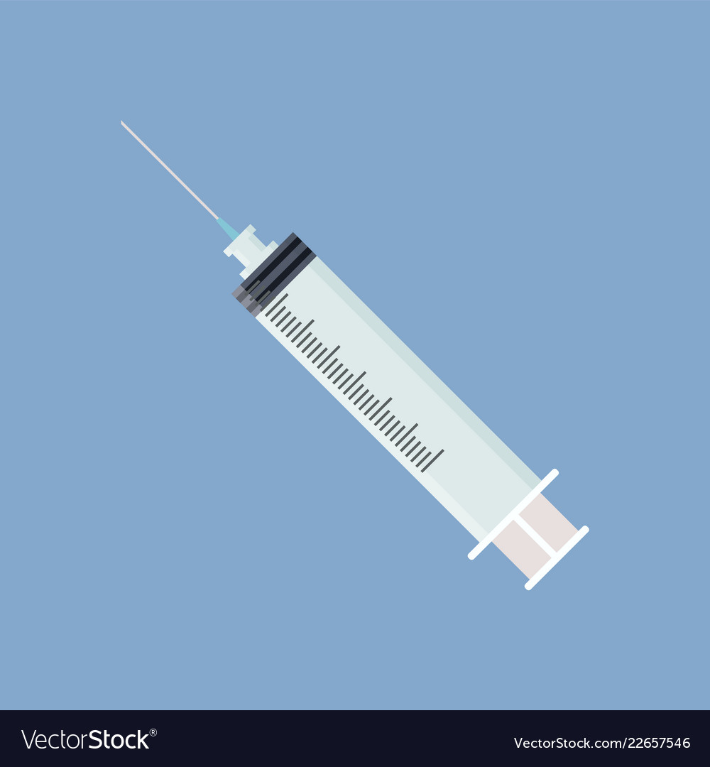 Medical syringe icon isolated in blue background