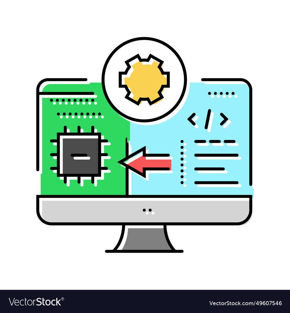 Mikrocontroller Programmierelektronik Farbsymbol vector image Mikrocontroller Programmierelektronik Farbsymbol