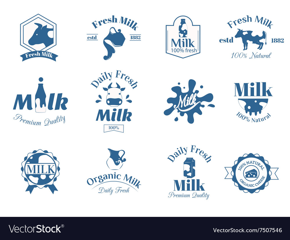 Milk label logo badges collection icons