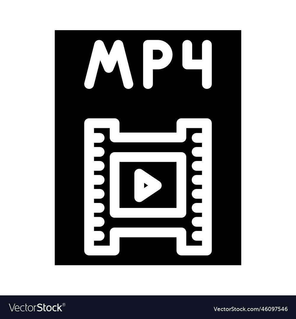 Mp4 file format document glyph icon vector image Mp4 file format document glyph icon