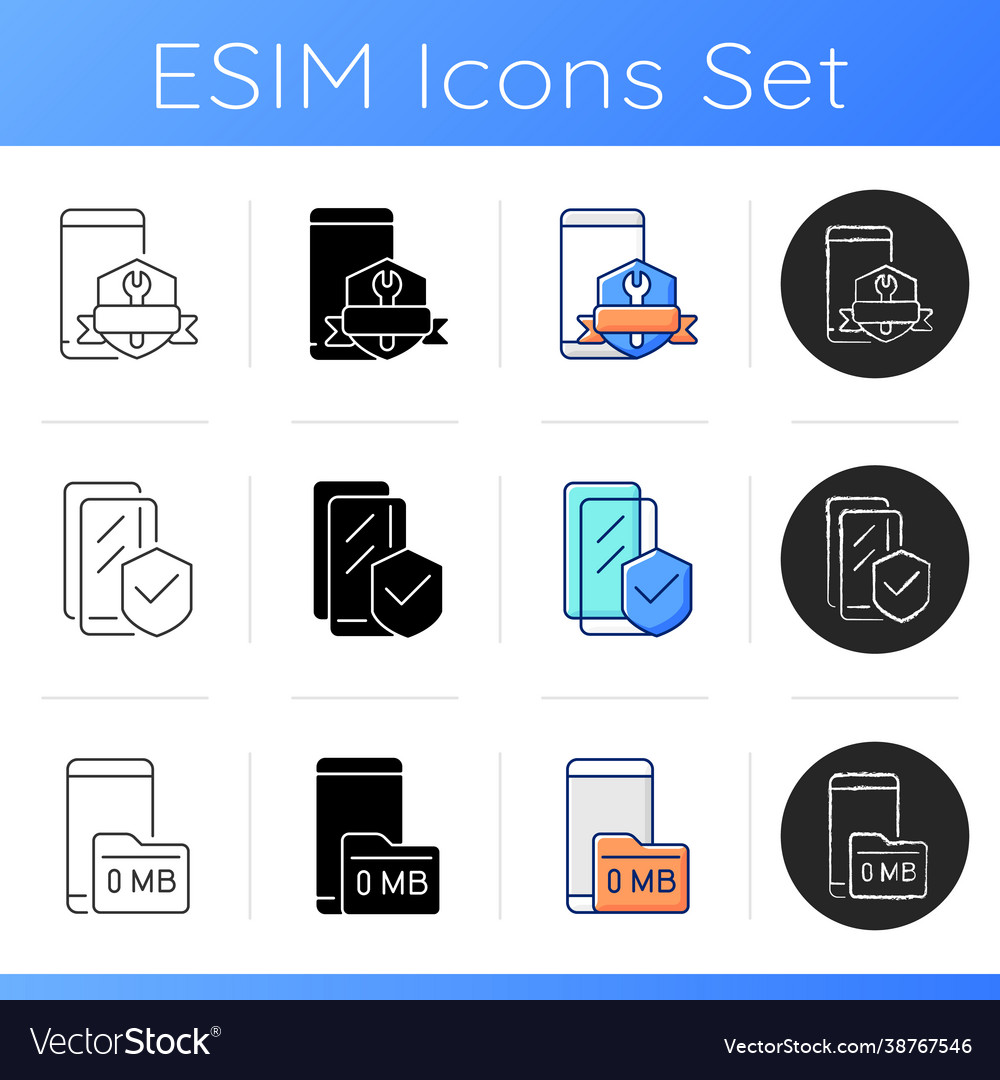 Phone errors icons set vector image Phone errors icons set