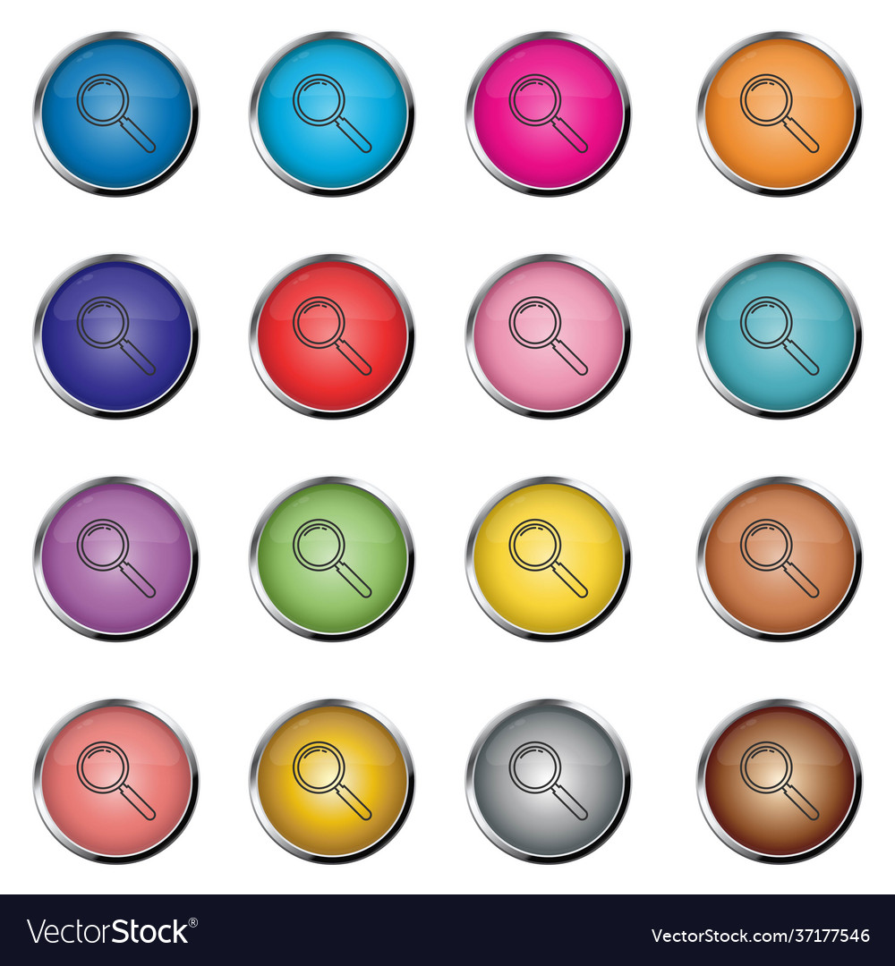 Realistic colored search buttons vector image Realistic colored search buttons