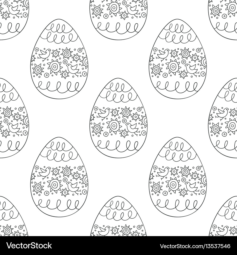 Seamless pattern with doodle easter eggs Vector Image