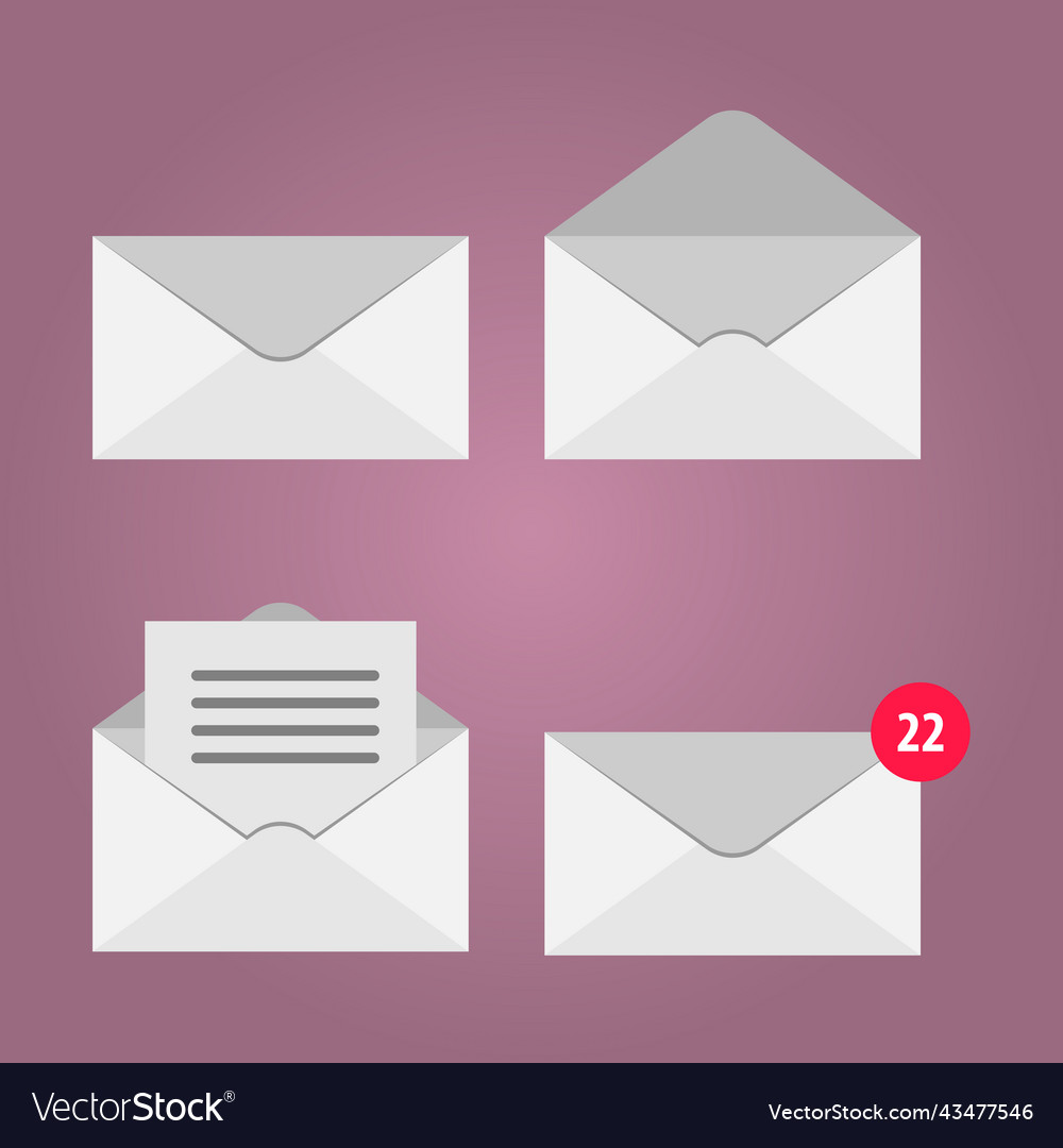 Set of envelopes open and closed