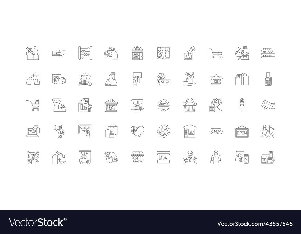 Store ideas linear icons line signs set