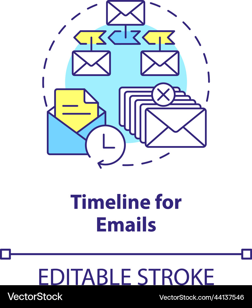 Timeline for emails concept icon Royalty Free Vector Image
