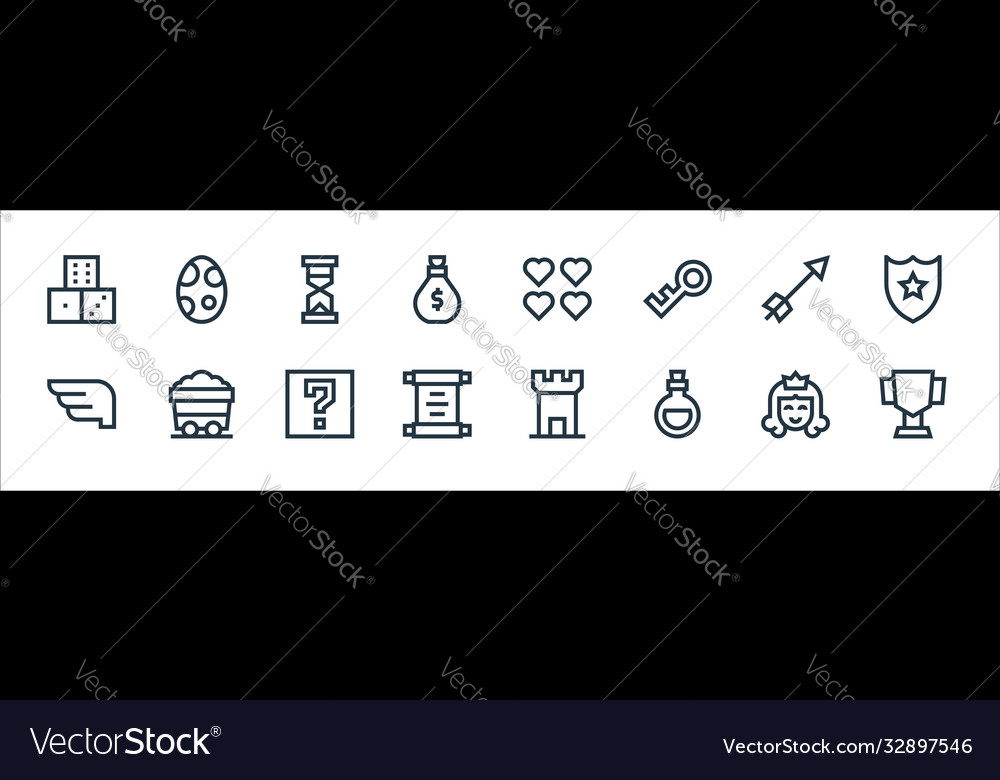 Video game elements line icons linear set quality vector image Video game elements line icons linear set quality