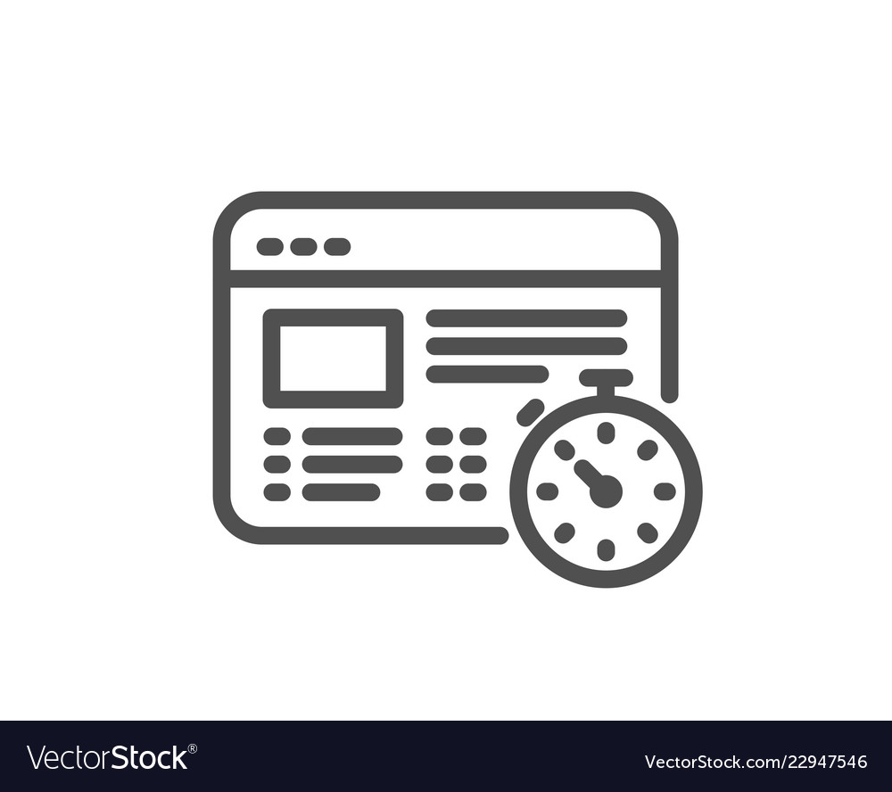 Web timer line icon online quiz test sign