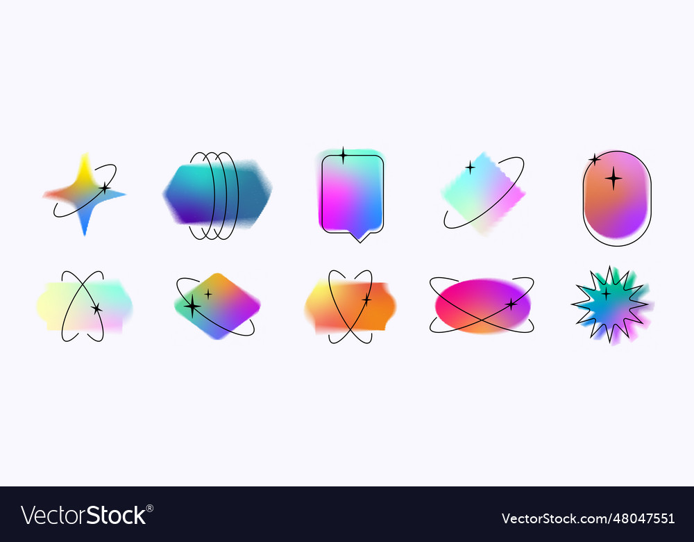 Blurry shapes set with y2k aura effect colorful Vector Image