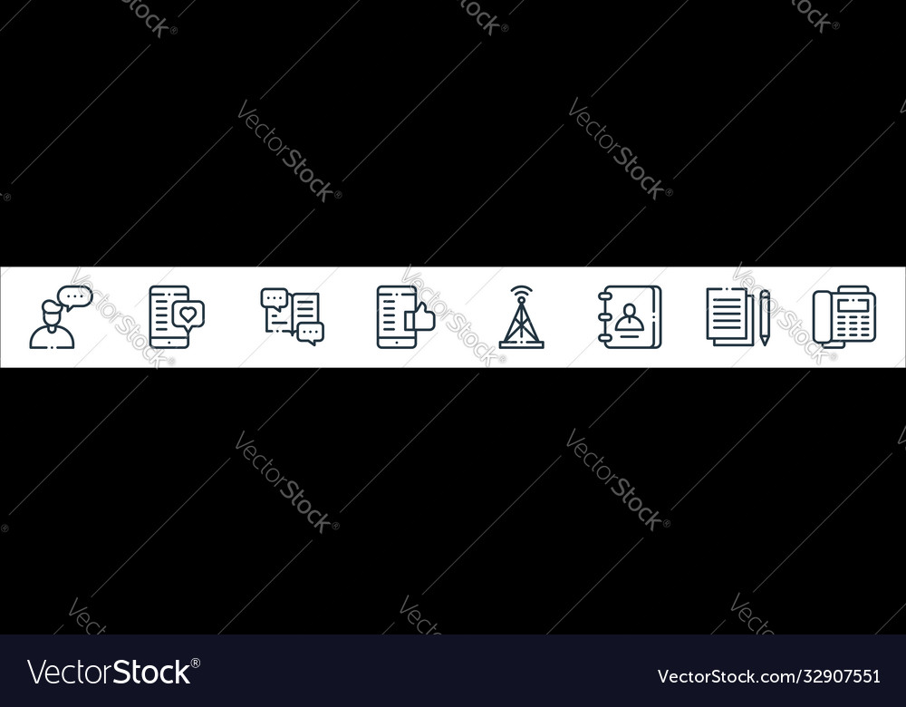 Communication line icons linear set quality
