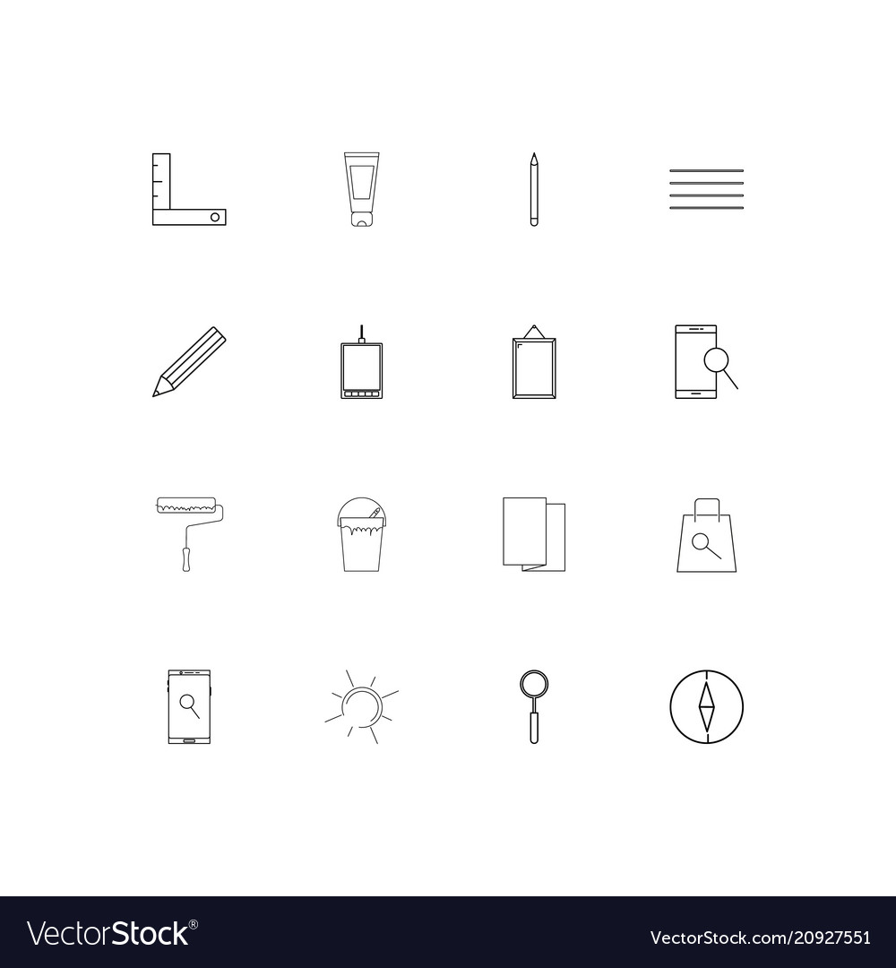 Creative process and design linear thin icons set