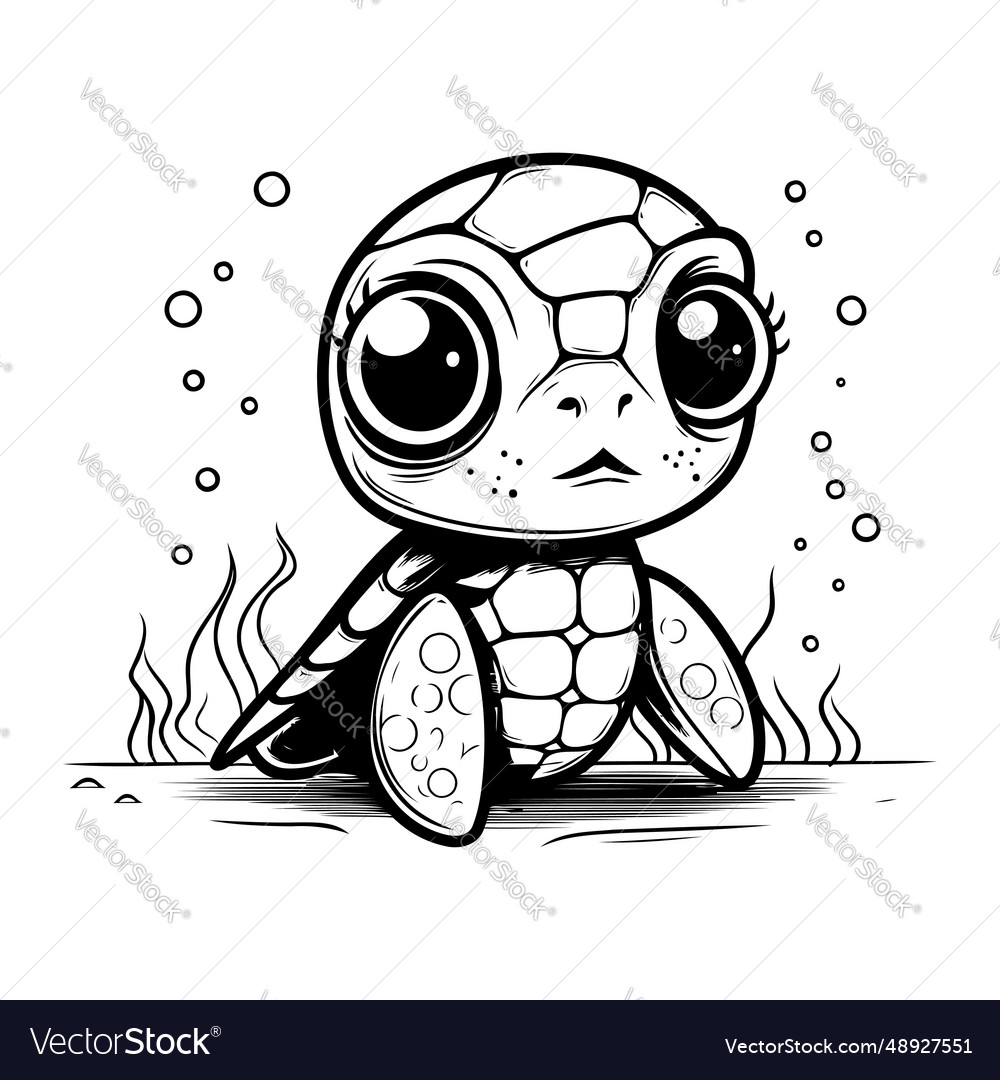 Cute cartoon baby turtle Royalty Free Vector Image