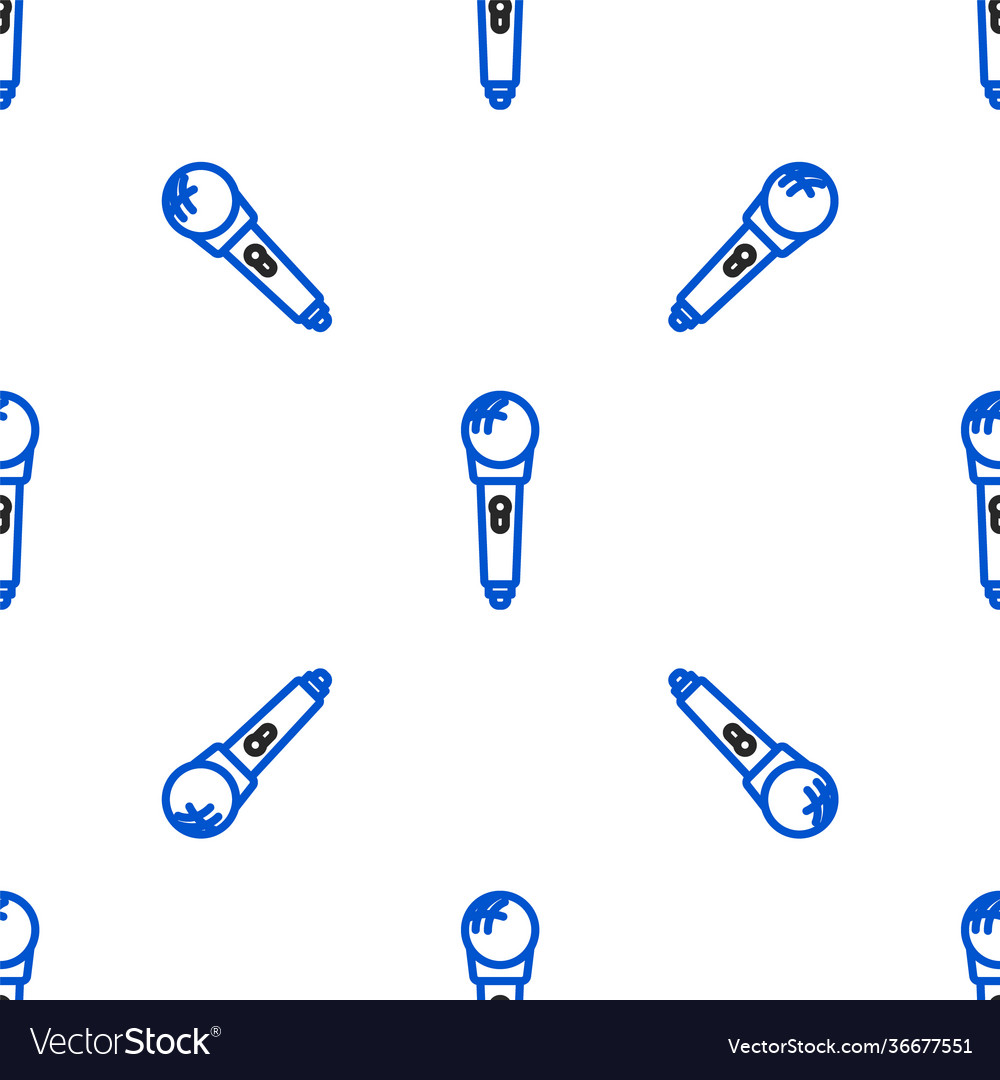 Line microphone icon isolated seamless pattern